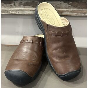 Keen Winslow Womens Size 7 Brown Leather Slip On Mules Shoes